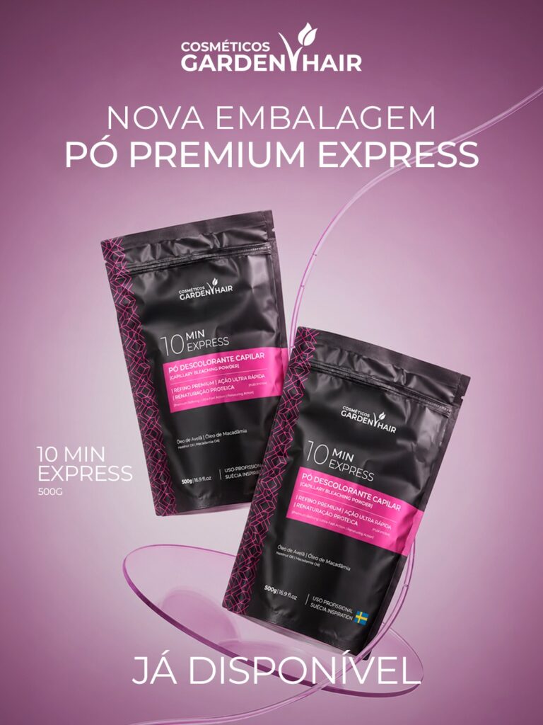 Pó Descolorante Premium Express 10 Min 500 g Garden Hair na nova embalagem