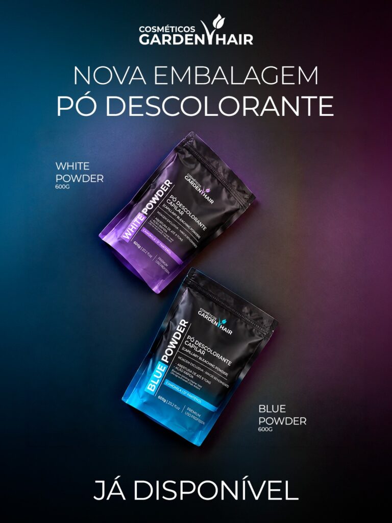 Pó descolorante Garden Hair White Powder e Blue Powder 600 g na nova embalagem